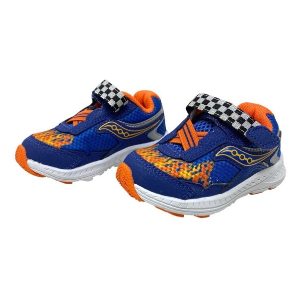 Saucony Little Kid's Boy Baby Ride Sneaker Shoes Size 6W Orange Blue Flames EUC